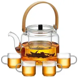 Teekanne mit Siebeinsatz 1100ml 4 Tassen Borosilikatglas hitzebeständig tropffrei