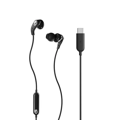 Skullcandy Set Ohrhörer - Kabelgebundene In-Ear Kopfhörer mit Mikrofon, USB-C Anschluss und Geräuschisolierung für ungestörten Musikgenuss in True Black.