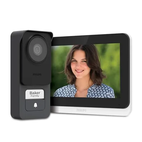 Philips Videotürsprechanlage Lite 2 - Türsprechanlage mit 7 Zoll Touch-Display und 2 RFID Schlüsseln, für mehr Sicherheit und Komfort im Zuhause.