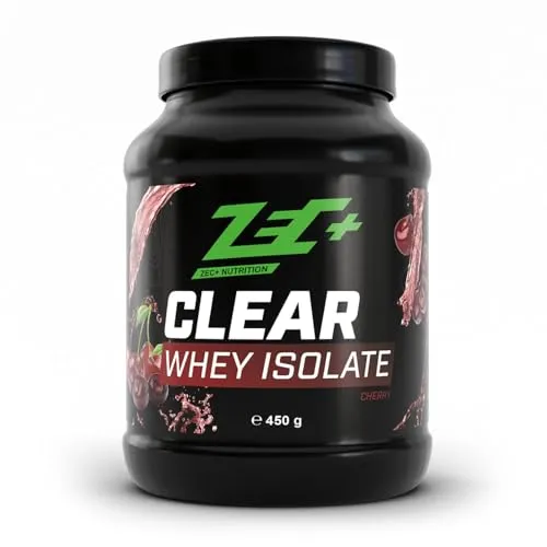 ZEC+ Clear Whey Isolate Kirsche 450g - Molkenproteine mit 24,4 g Protein pro Portion, gluten- und laktosefrei, für erfrischenden Genuss nach dem Training.