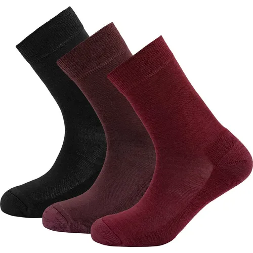Devold Damen Daily Merino Medium 3er Pack Socken - Größe 36, rot - Freizeitsocken mit funktioneller Polsterung für höchsten Komfort und perfekten Sitz beim Tragen.