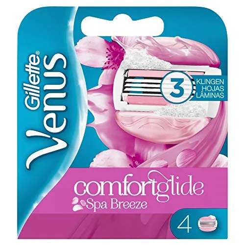 Gillette Venus Spa Breeze Rasierklingen - 4 Ersatzklingen für ein sanftes Rasiererlebnis mit einem beweglichen Kopf und feuchtigkeitsspendenden Gleitstreifen für optimalen Komfort. Ideal für die tägliche Pflege.