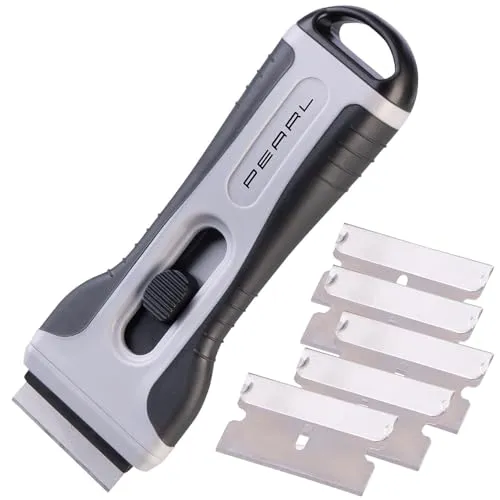 PEARL Schaber: Profi-Kochfeldschaber mit Soft-Touch-Griff und 4 Ersatzklingen (Ceranfeldschaber, Glaskeramikkochfeld-Schaber, Kratzer Entferner)