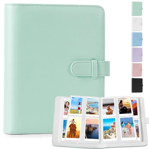 DUNSOO Fotoalbum, 256 Pockets Instax Mini Fotoalbum, Polaroid Fotoalbum Mini Film/Polaroid Zink Fotopapier/Kodak Zink Fotopapier, Max Passt Fujifilm 95x63mm (Mintgrün)