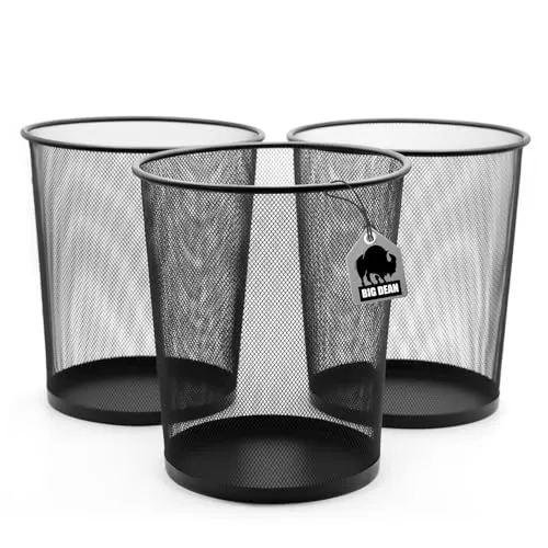 BigDean 3 Stück Papierkorb Mülleimer schwarz 20L Draht von BigDean
