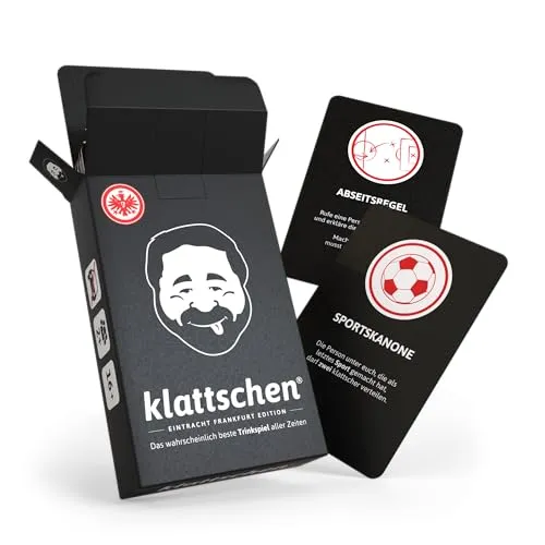 Klattschen® – Eintracht Frankfurt Edition ab 16 Jahren für 2+ Spieler | Frankfurt-Fanartikel | Trinkspiel mit Spannung, Spaß & Fußball-Feeling | 60 Karten mit kreativen Aufgaben | SGE Produkt