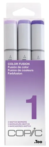 COPIC Layoutmarker Sketch Set Color Fusion 1 - Violetttöne, 3 Stück - Schreibutensilien mit flexibler Pinselspitze für perfektes Schattieren und Verblenden. Nachfüllbar, ultra-mischbar und in professioneller Qualität für kreative Projekte.