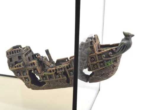 Aquarium Deko Schiff 2-teilig - Magnetisches Schiffswrack für lebendige Unterwasserwelt - Dekorationen, mehrfarbige Polyresin-Schiffswrack-Designs bringen Leben und Kreativität in Ihr Aquarium.