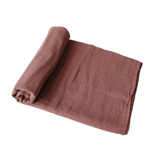 Babydecke Musselin Mullwindel Decke Cognac, Mushie, aus Bio-Baumwolle, XXL Spucktuch, Wickeldecke, Pucktuch, Kuscheldecke, Mehrzweckdecke, Universaltuch, ideal fürs Baby, Rot / Braun