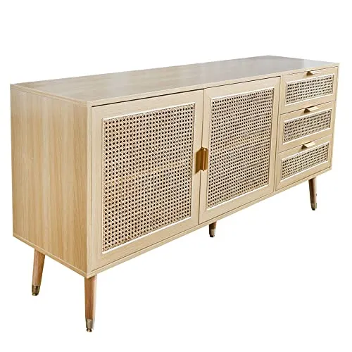 riess-ambiente Sideboard VIENNA 154cm natur - Sideboard im angesagten Boho-Look mit Wiener Geflecht, bietet viel Stauraum und verleiht Deinem Zuhause ein gemütliches Flair.
