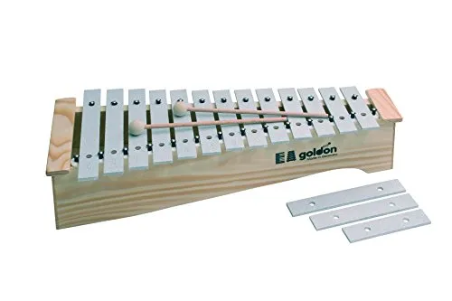 Goldon Alto Glockenspiel 11170 - Metallophone mit 13 klangreinen Aluminiumplatten, ideal für Musikunterricht und kreative Projekte. Der Resonanzkörper aus Fichtenholz sorgt für einen warmen, vollen Klang.