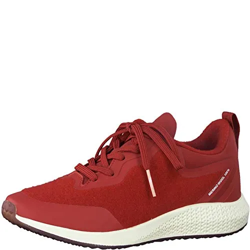 Tamaris Damen Schnürhalbschuhe 23734-24, Frauen sportlicher Schnürer, lose Einlage, schnürschuh strassenschuh Sneaker,Scarlet,39 EU / 5.5 UK