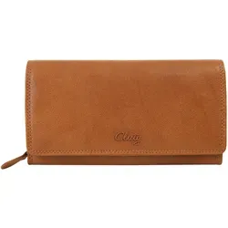 Geldbörse CLUTY, braun (cognac) - Elegante Leder Geldbörse mit RFID-Schutz - Portemonnaies mit 20 Steckfächern, eleganter Verarbeitung aus 100% echtem Leder und integriertem RFID-Schutz für sichere Aufbewahrung von Bankkarten.