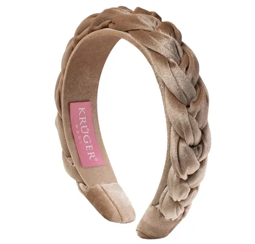 Krüger geflochtener Samt-Haarreif in Beige - Eleganter Haarreif aus beigem Samt, ideal für Trachtenoutfits. Die ca. 3 cm breite Flecht-Optik sorgt für einen besonderen Look und hohen Tragekomfort.