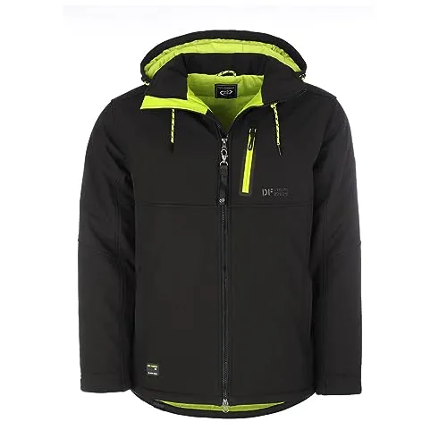 Dry Fashion Herren Softshelljacke Gotland mit Fleece-Innenfutter - Jacke Softshell mit abnehmbarer Kapuze in Schwarz Größe XXL