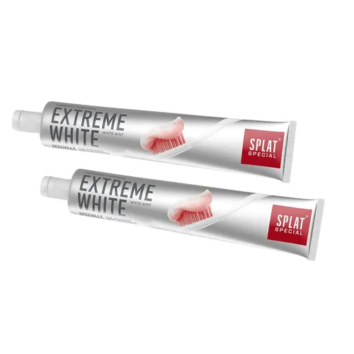 Splat Special Extreme White Zahnpasta 75ml - Zahnpasta zur Zahnaufhellung, bleicht Zähne bis zu zwei Nuancen in nur 4 Wochen mit Carbamidperoxid-Mikrogranulat und dem exklusiven Sp.White System-Komplex.