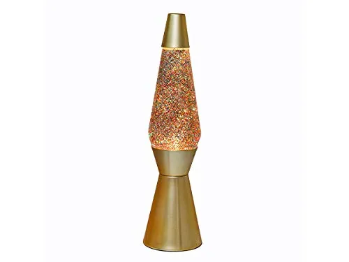 iTotal Lava Lamp 36 cm - Golden Glitter XL1770 - Lampen mit warmweißem Licht und funkelndem Goldglitter, ideal für stimmungsvolle Beleuchtung in jedem Raum.