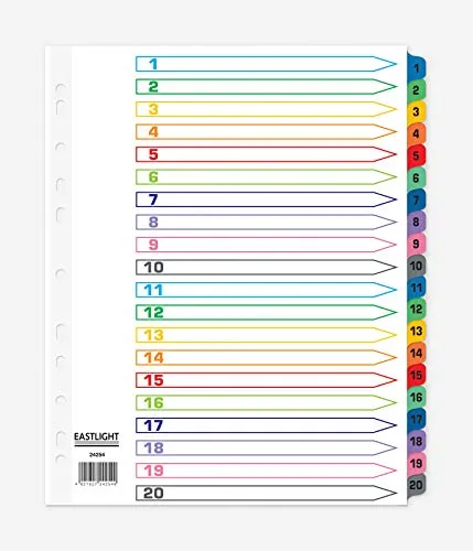 Register A4, extra breit, 1–20 Mylar-Taben.