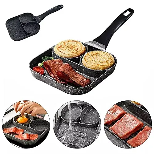 Qanye 2 Löcher Non-Stick Egg Frying Pan, Spiegeleier Pancake Pfanne, Antihaft Ei Bratpfanne, Spiegelei Burgerpfanne, Pfanne für Pancakes, für Spiegeleier, Steak, Fleisch, Speck und Fisch