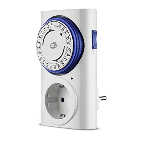 REV Zeitschaltuhr - mechanische Schaltuhr, 96 Zeiten/Tag, minimaler Schaltabstand 15 Min. 3680W, blau