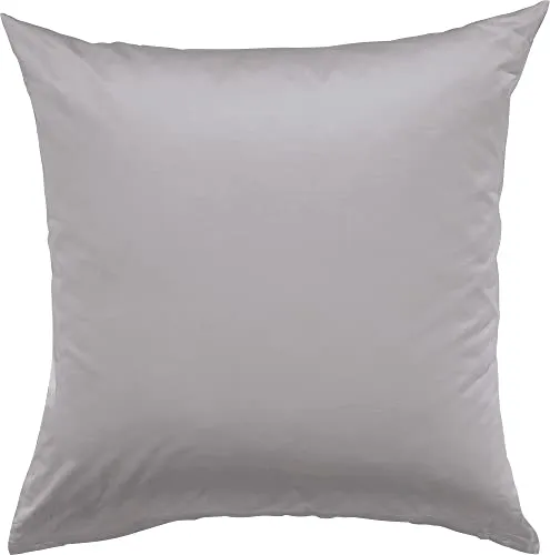 Erwin Müller Kissenhülle, Kissenbezug Mako-Satin Landshut, 100% Baumwolle - seidiger Glanz, mit praktischem Reißverschluss, temperaturausgleichend - Silber Größe 80x80 cm