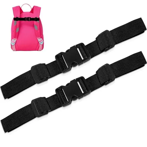 Moorle Verstellbarer Brustgurt Rucksack, 2 Stück Rucksackriemen Nylon mit Schnellverschluss, Rutschfester Gurtband Für Schultasche, Schwarz Strapazierfähiger Brustgurt Für Joggen Wandern Außerhalb