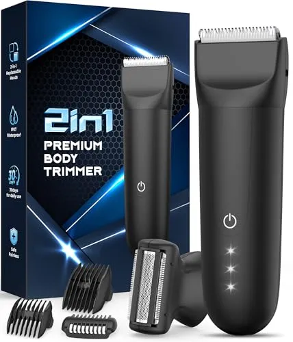 Intimrasierer Mann Rasierer Herren Intimbereich und Körper: 2 in 1 Trimmer Herren Elektrisch, Nass & Trocken Körperrasierer Rückenrasierer, Wasserdicht körperhaartrimmer Body rasierer herren