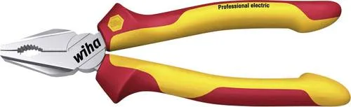 Wiha Kombizange Professional electric mit DynamicJoint® (einzigartige Gelenkkonstruktion für bessere Kraftübertragung) und OptiGrip mit extra langer Schneide (26708) 180 mm Zange für Elektriker, VDE geprüft, stückgeprüft, stabil und robust