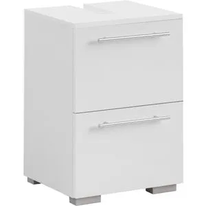 Schildmeyer Waschbeckenunterschrank Carlos 148464, weiß - Unterschrank fürs Bad, platzsparend mit gedämpftem Liftbeschlag und Siphonausschnitt – ideal für funktionale und stilvolle Badezimmergestaltung.