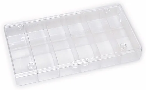 Sortimentkasten H2, transp./transp. stapelbar, 12 Fächer