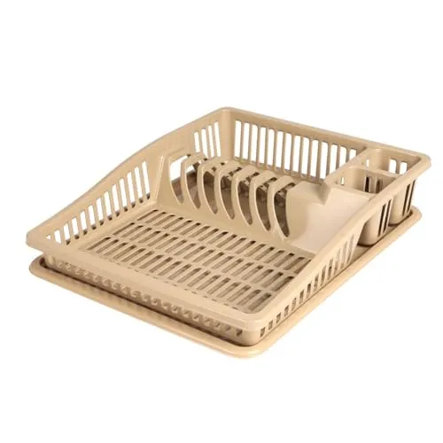 Urban Living Sonoma Geschirrkorb mit Tablett, 38,5 x 31 x 8 cm, Dune, Beige