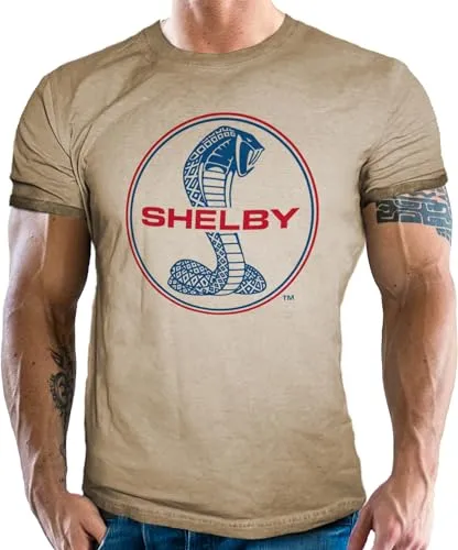 Herren T-Shirt Shelby Cobra Vintage - Perfekt für US Muscle Car Fans - Stylisches T-Shirt mit Original Shelby Lizenz, ideal für Liebhaber amerikanischer Muscle Cars. Hochwertiger Siebdruck, waschbeständig und angenehm zu tragen. Bitte beachten Sie die Größentabelle für die perfekte Passform.