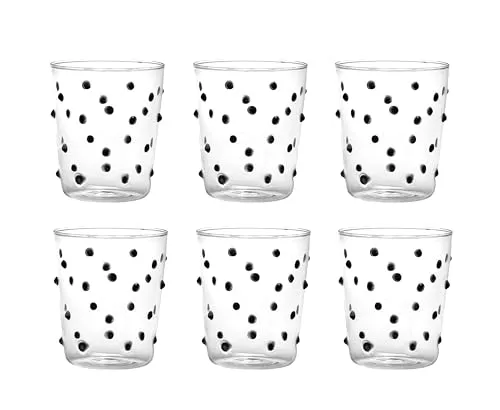 Zafferano Party Gläser Set – Polka Dot Design (Schwarz) in schwarz von Zafferano