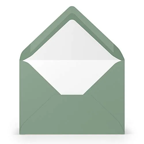 PAPERADO 50 Briefumschläge Eucalyptus gerippt - 100 g/m² Kuvert Ohne Fenster 11,4 x 16,2 cm - Umschläge mit Nassklebung spitze Klappe