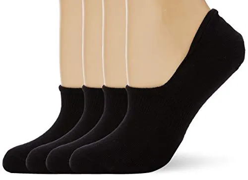 Camano Unisex Füßlinge für Damen und Herren No Show Socken angenehm optimaler Halt 4er Pack 35/38 black