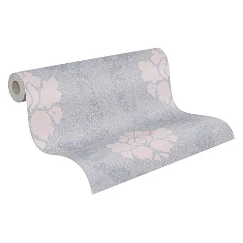 A.S. Création Vliestapete New Elegance Deutschland tapeziert Barocktapete Tapete mit Ornamenten 10,05 m x 0,53 m grau rosa 375523 37552-3