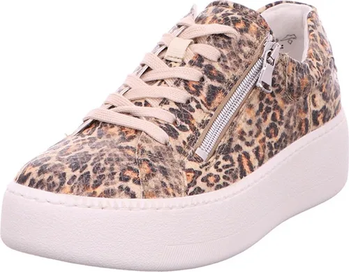 Waldläufer Damen Sneaker Nicky 31237 taupe - Wanderschuhe mit modischem Animal Print, Schnürung und Reißverschluss für einfachen Einstieg. Ideal für Komfort und Alltagstauglichkeit, mit Wechselfußbett und rutschfester Gummisohle.