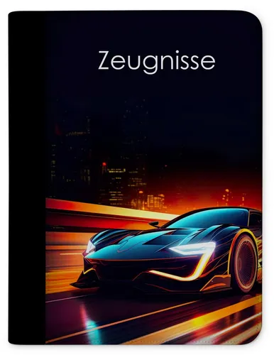 CreaDesign Kinder Zeugnismappe Mädchen Auto dark - Fächer- & Ordnungsmappen mit 10 Klarsichthüllen, ideal für A4-Dokumente. Robuste Materialien bieten zuverlässigen Schutz vor Knicken und Verschmutzungen.