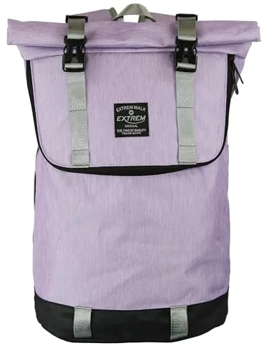 BAG STREET - Großer Damen Roll-Top-Rucksack Daypack mit Tablet-Fach gepolstert, ca. 18 Liter - Flieder