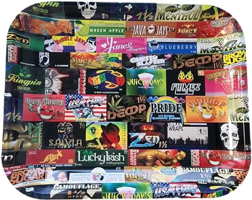 RAW Rolling Tray 28 x 34 cm LARGE Metal Tray Raw History 101, mixed