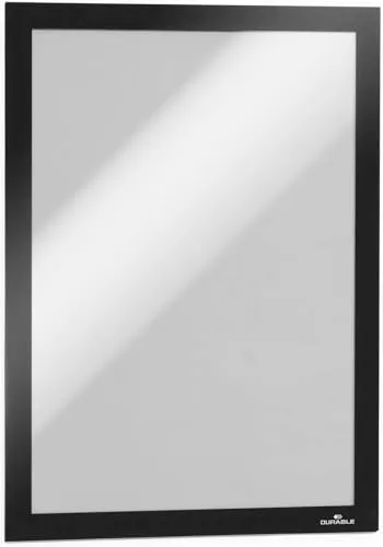 Durable Info-Rahmen Duraframe A4, selbstklebend mit Magnetverschluss, 2 Stück - Mehrzwecktafeln für flexible Präsentation von Aushängen; selbstklebend und mit aufklappbarem Magnetverschluss für schnelles Wechseln der Dokumente.