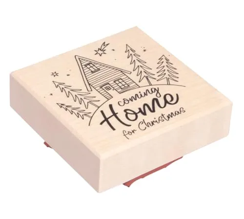 Rayher Stempel Coming Home for Christmas, 7x7cm, 29265000, Natur