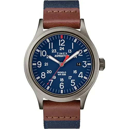 Timex Herren Analog Klassisch Quarz Expedition Scout 40 mm Uhr - Robustes Titan-Gehäuse, wasserdicht bis 50 m und INDIGLO Hintergrundbeleuchtung