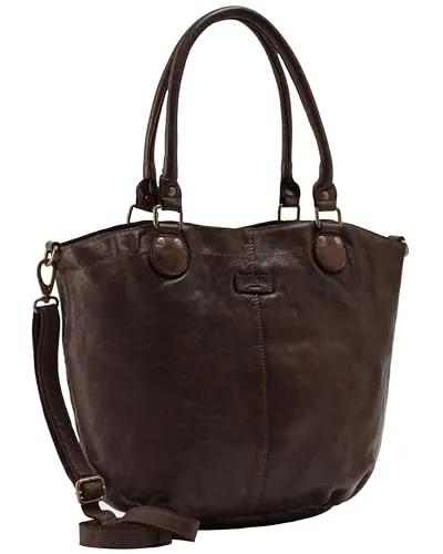 Gusti Handtasche Leder- Dione Damen Handtasche Umhängetasche Shopper Ledertasche Braun Leder