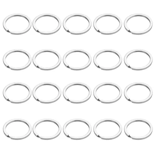 SHUBEIEUMI 20 Stück Schlüsselring, Ø 25mm, Edelstahl Schlüsselring, DIY Schlüsselanhänger Zubehör, Metall Split Ring für Büro Haushalt Auto Schlüssel