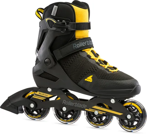 ROLLERBLADE SPARK 80 Inline Skate 2022 - Schwarz/Saffron Gelb, Größe 44,5 - Fitness Skates für Anfänger und Fortgeschrittene mit atmungsaktivem Mesh-Material und stabiler Aluminium-Schiene für optimale Performance und Komfort.