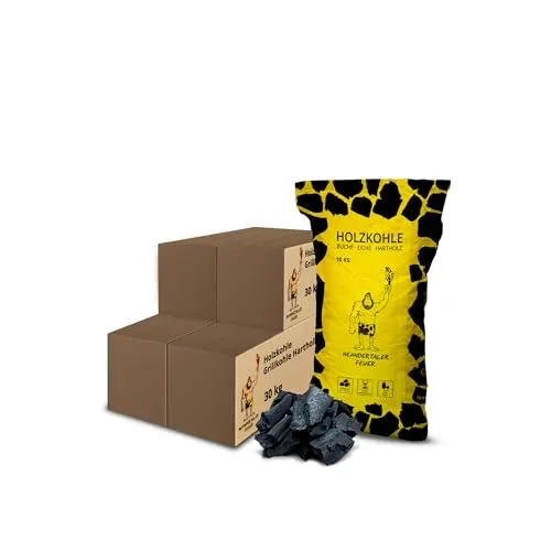 Neandertaler Buchenholzkohle für Grill und Kamin – 5 x 30 kg Premium Grillkohle - Hochwertige Grillkohle aus Buchenholz, ideal für Grill und Smoker. Lange Brenndauer und hohe Heizleistung sorgen für ein intensives Grillerlebnis. Lieferung in praktischen 30 kg Kartons.