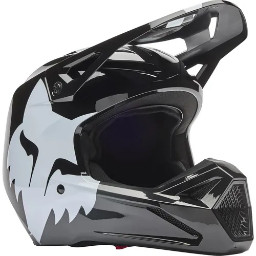 FOX V1 Shield Motocross Helm, schwarz, Größe M - Leichter Motocross Helm mit MIPS®-Technologie für optimalen Schutz. Verstellbares Visier und robuste Polycarbonat-ABS-Schale sorgen für Sicherheit und Komfort beim Fahren.