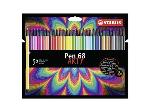 STABILO Pen 68 ARTY Filzstift 30er Set - Schreibutensilien mit 1 mm Strichstärke, ideal für kreative Projekte und Zeichnungen in leuchtenden Farben.