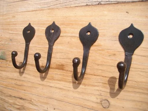 Haken-Set (4 Stück) geschmiedete Haken Wandhaken Garderobenhaken Eisen massiv